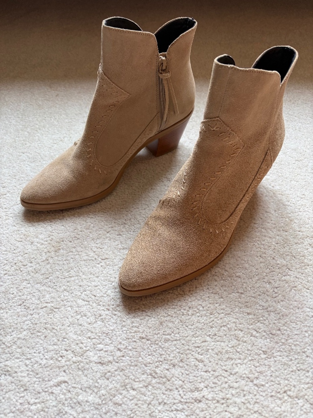 Rebecca Minkoff Tan Suede Western Booties Size 9.5 Women's